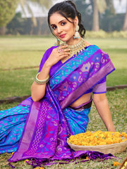 Blue Color Silk With Weaving Designer Traditional Saree